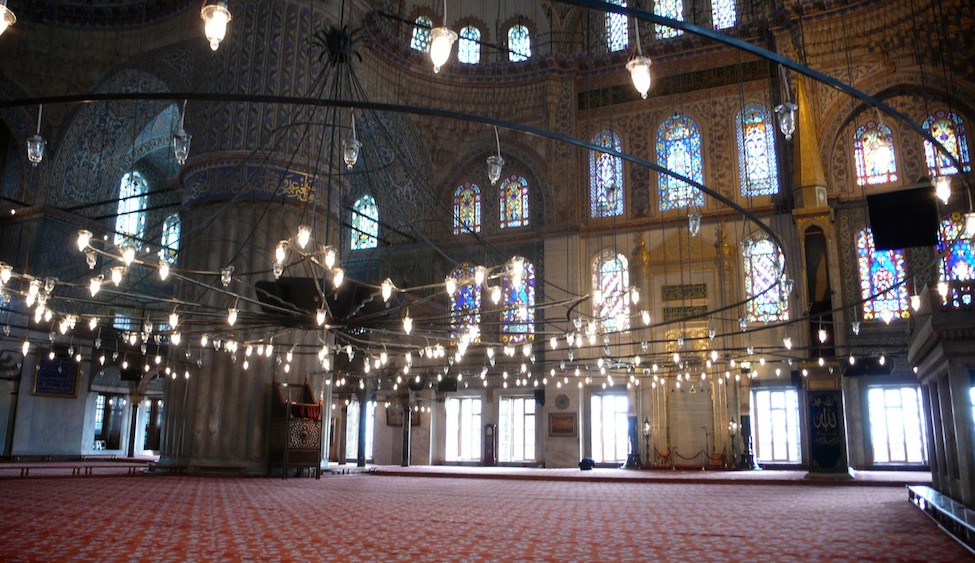 Inside Istanbul's Blue Mosque - where artificial light and architecture converges